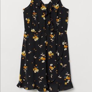 Black Floral Wrap Dress